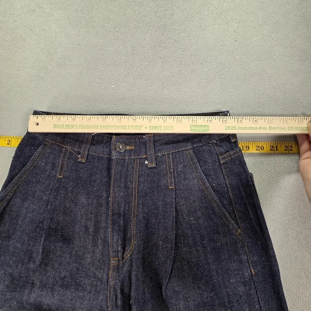 Beslow Jeans Mens Selvedge Blue Baggy Wide Leg Pleated Loose Hip Hop‎ Fits 26x26